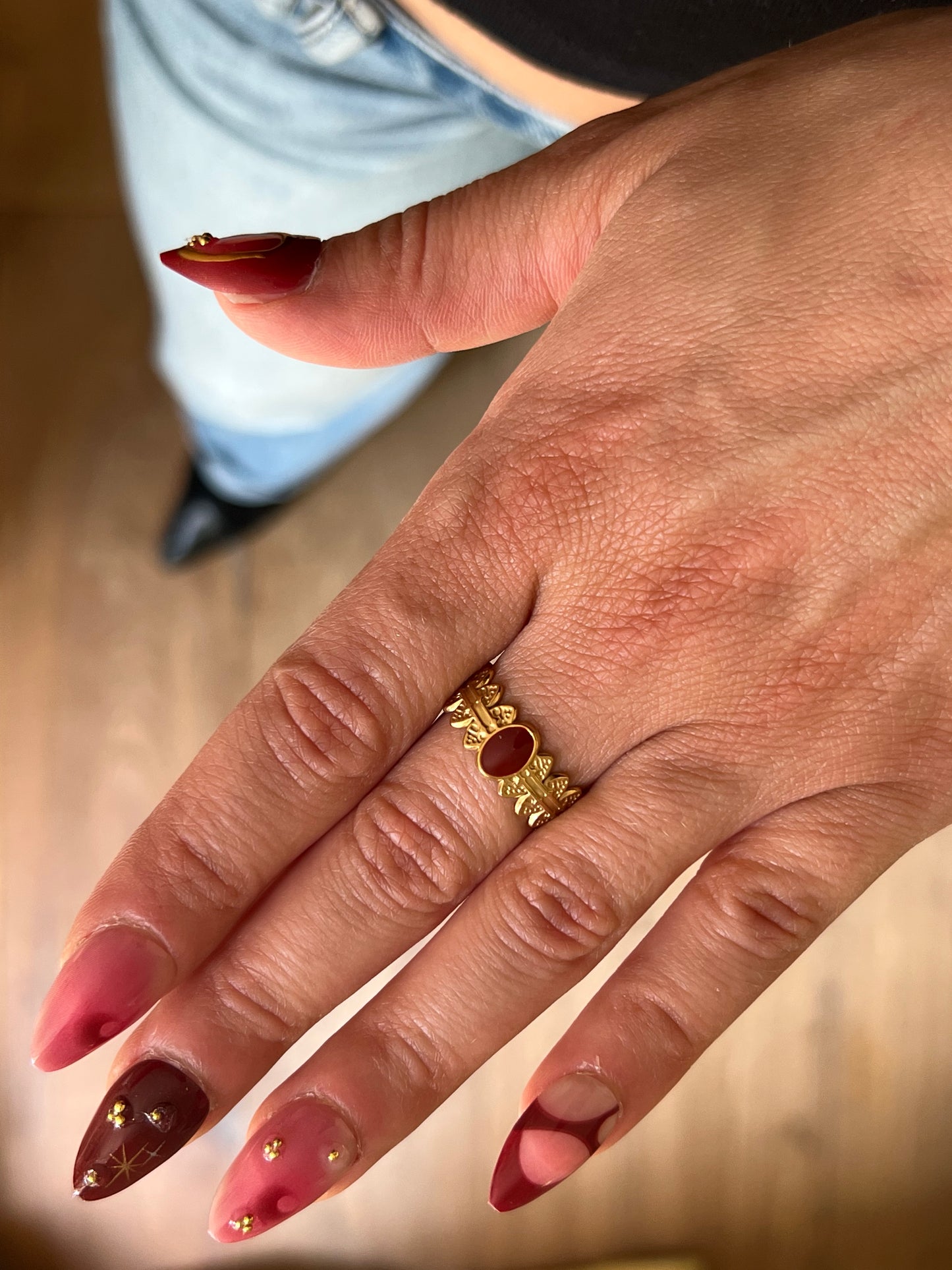 Red Stone Gold Ring