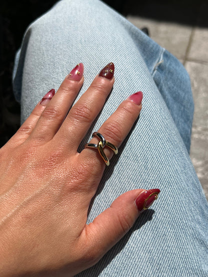 Gold Silver Interlaced Ring