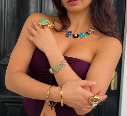 Blue Natural Stones Gold Bracelet
