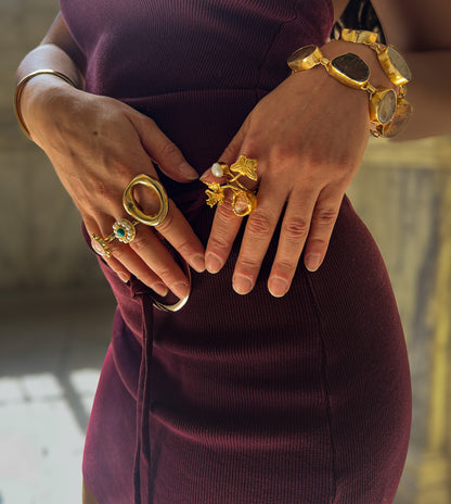 Floral Gold and Pearl Ring