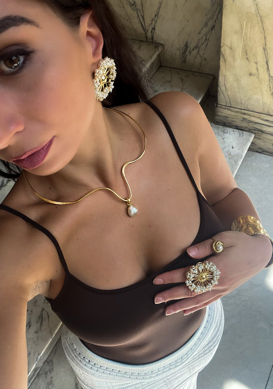 Teardrop Pearl Gold Necklace