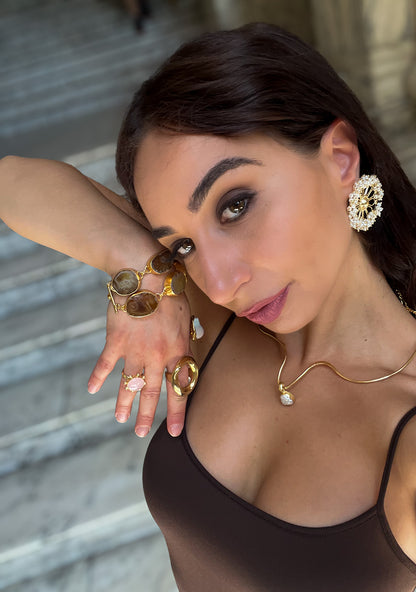 Gold and Pearls Earrings