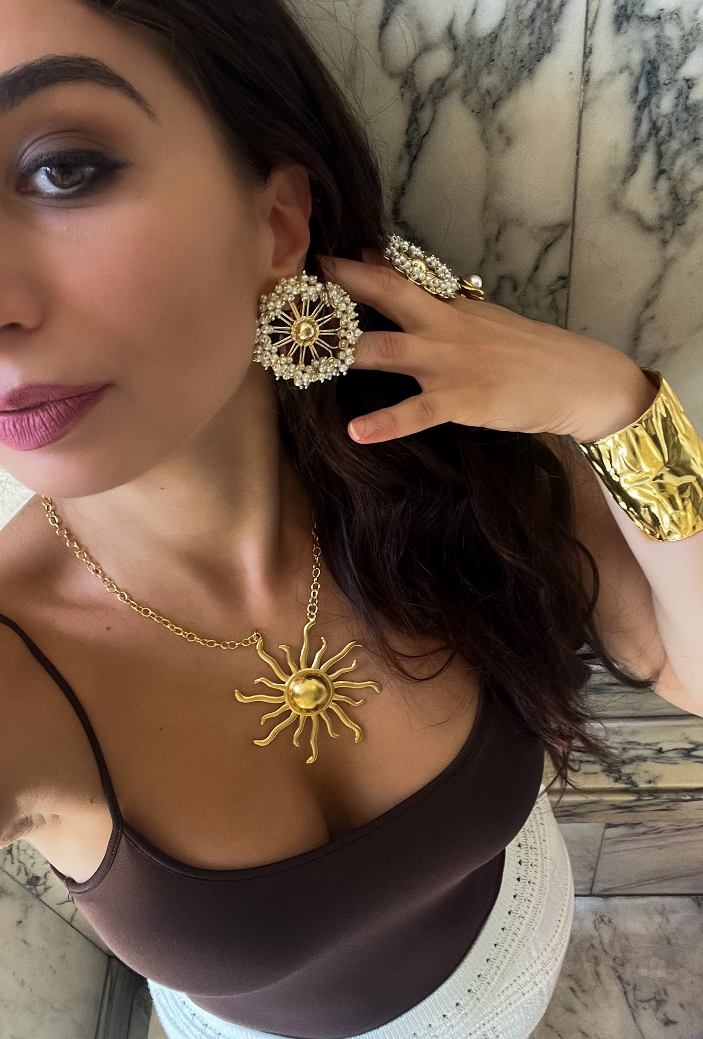 Gold and Pearls Earrings
