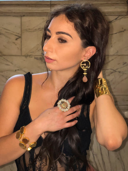 Gold Geometric Gemstone Earrings