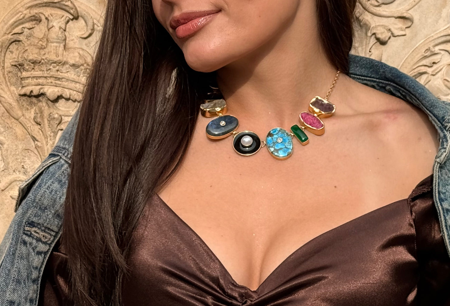 Multicolored Natural Gemstones Necklace