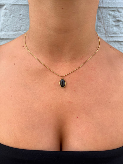 Black Round Stone Necklace