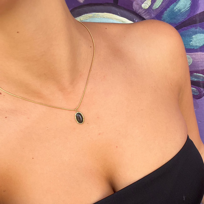 Black Round Stone Necklace