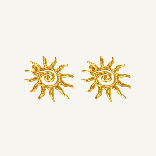 Gold Sun-shaped Earrings