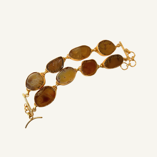Brown Natural Stones Gold Bracelet