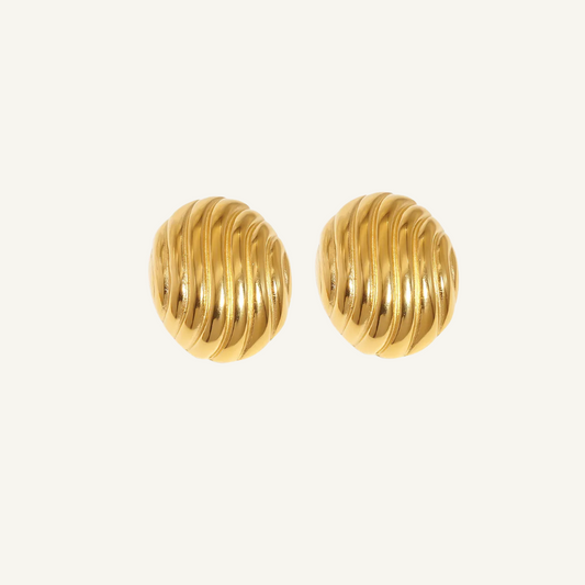 Gold Textured Round  Stud Earrings