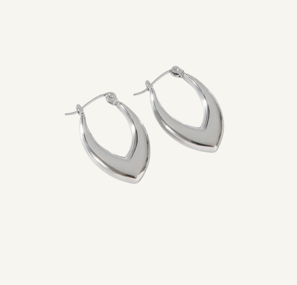 V-Shaped Silver Hoop Earrings
