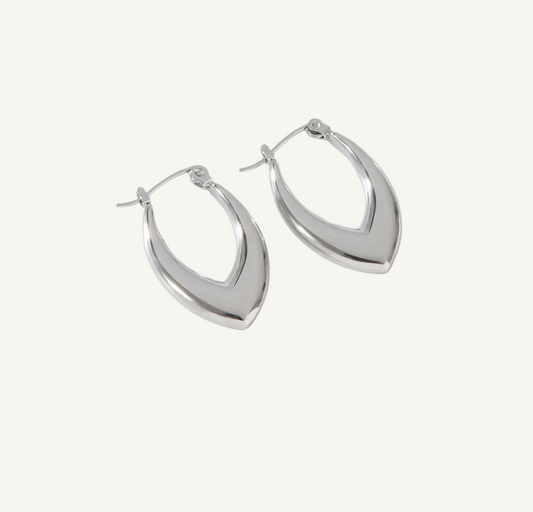 V-Shaped Silver Hoop Earrings