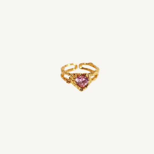 Pink Heart Gold Ring