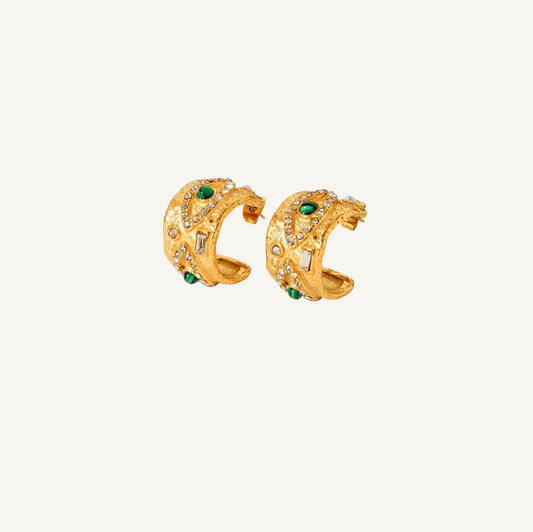 Emerald Vintage Gold Stud Earrings