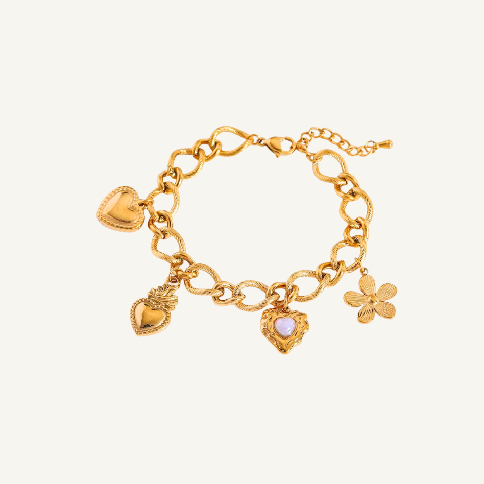 Flower Charms Gold Bracelet