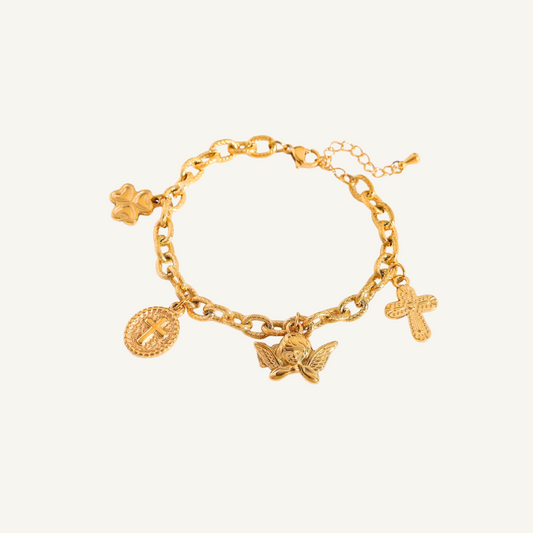 Cross Charms Gold Bracelet