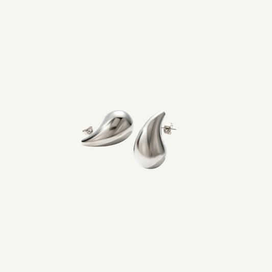Silver Teardrop Stud Earrings