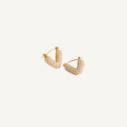 V-Shaped Pearls Gold Earrings