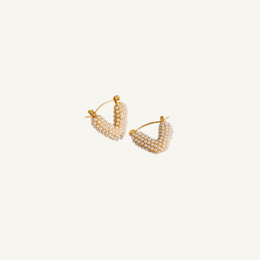 V-Shaped Pearls Gold Earrings