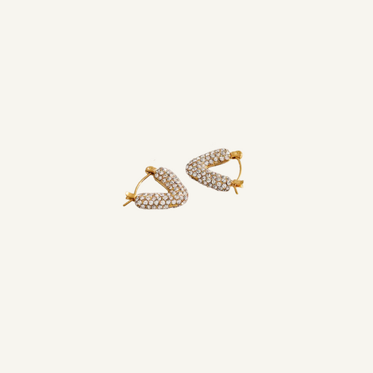 Zircons Gold Hoop Earrings
