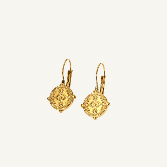 Gold Eye Hoop Earrings