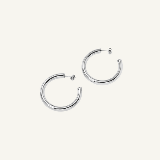 Silver Hoop Stud Earrings