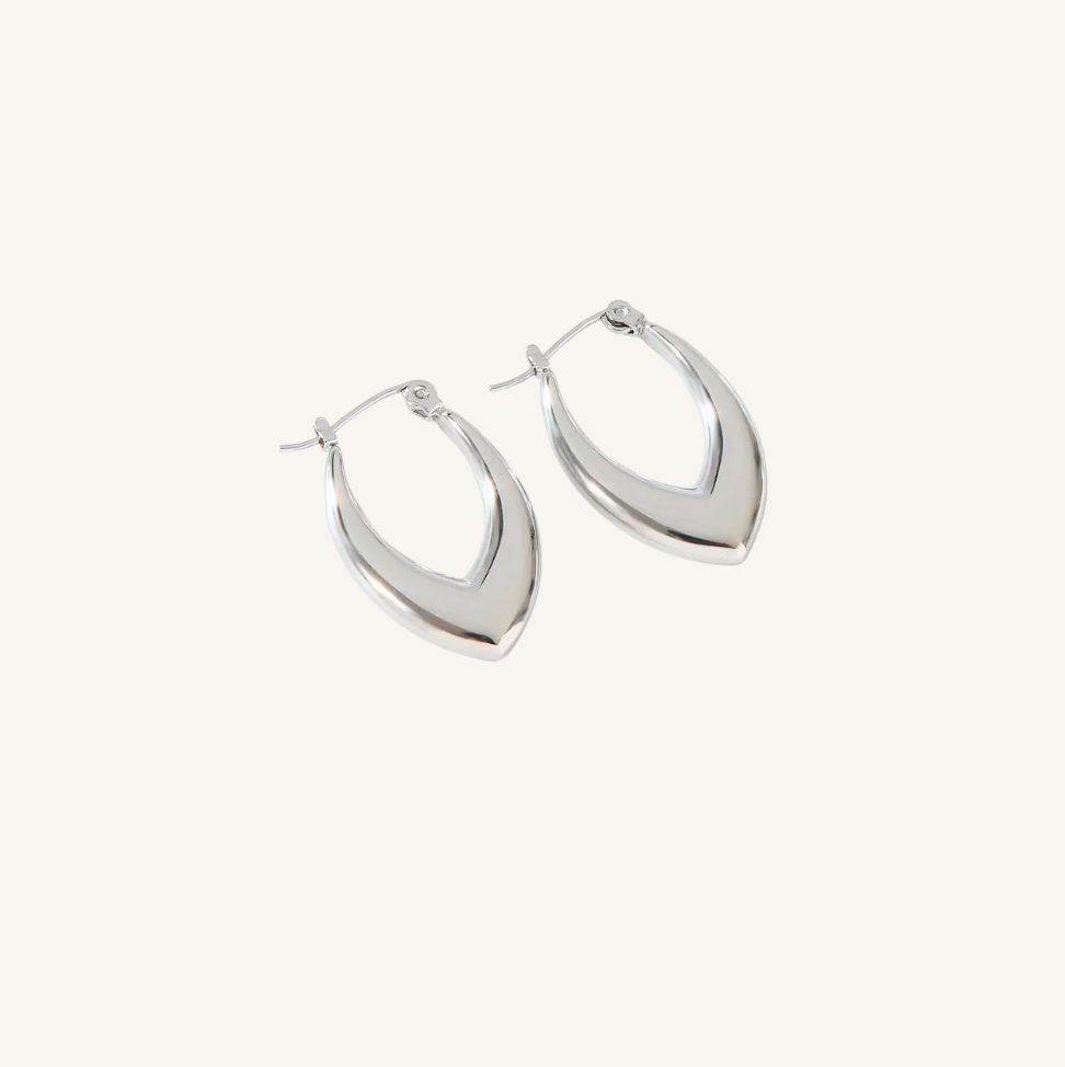 V-Shaped Silver Hoop Earrings
