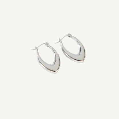 V-Shaped Silver Hoop Earrings