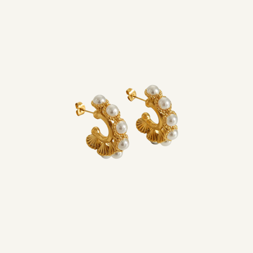 Luxurious Geometric Pearl Drop Earrings