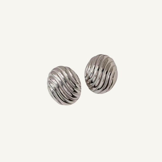 Silver Textured Round  Stud Earrings
