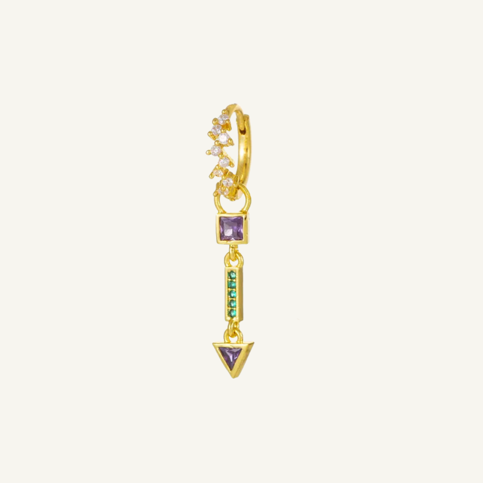 Emerald Lilac Gold Hoop Earring