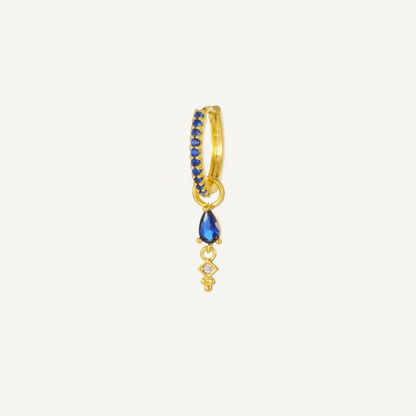 Blue Gold Hoop Earring