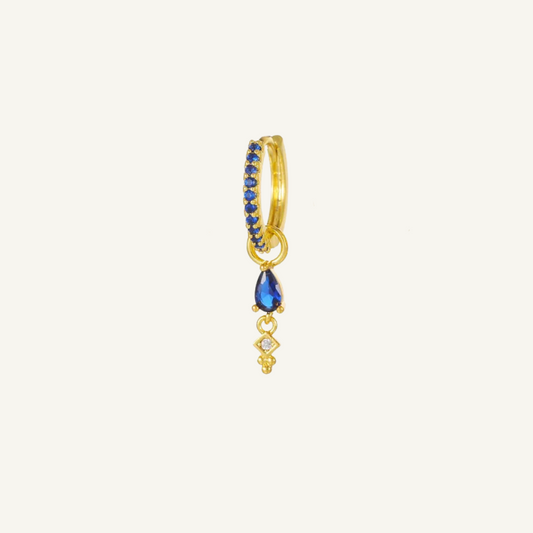 Blue Gold Hoop Earring