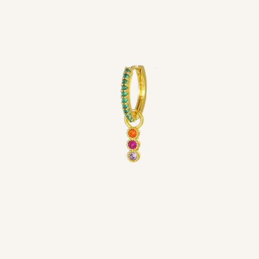 Emerald Gold Hoop Earring