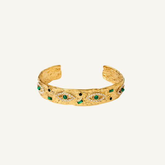 Emerald Vintage Gold Cuff Bracelet