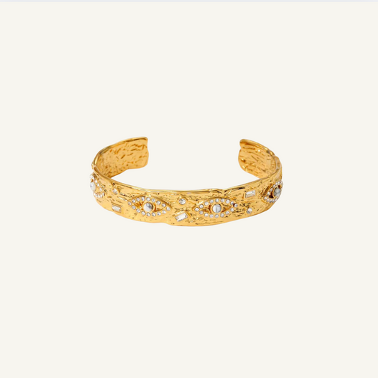 White Vintage Gold Cuff Bracelet