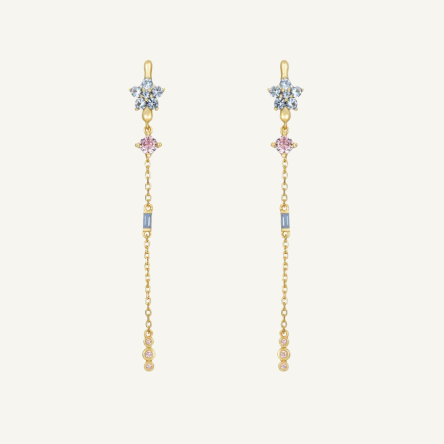 Gemstones Drops Gold Earrings