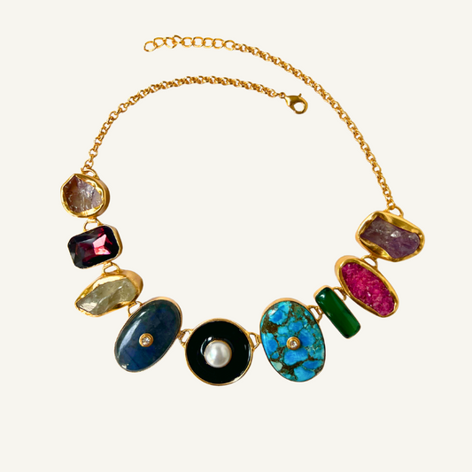 Multicolored Natural Gemstones Necklace