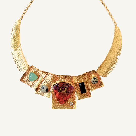 Natural Gemstones Gold Necklace