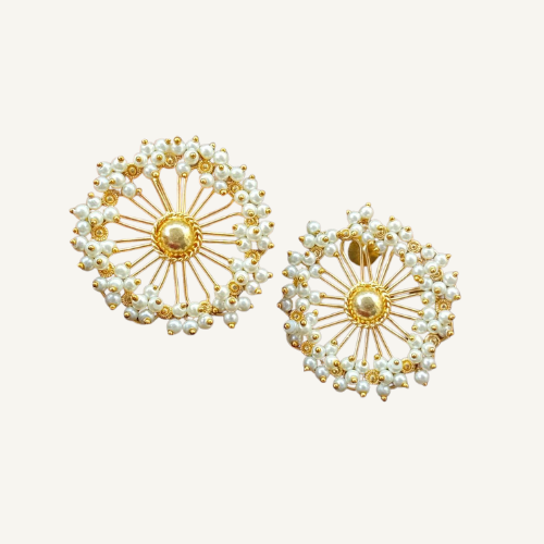 Gold and Pearls Earrings
