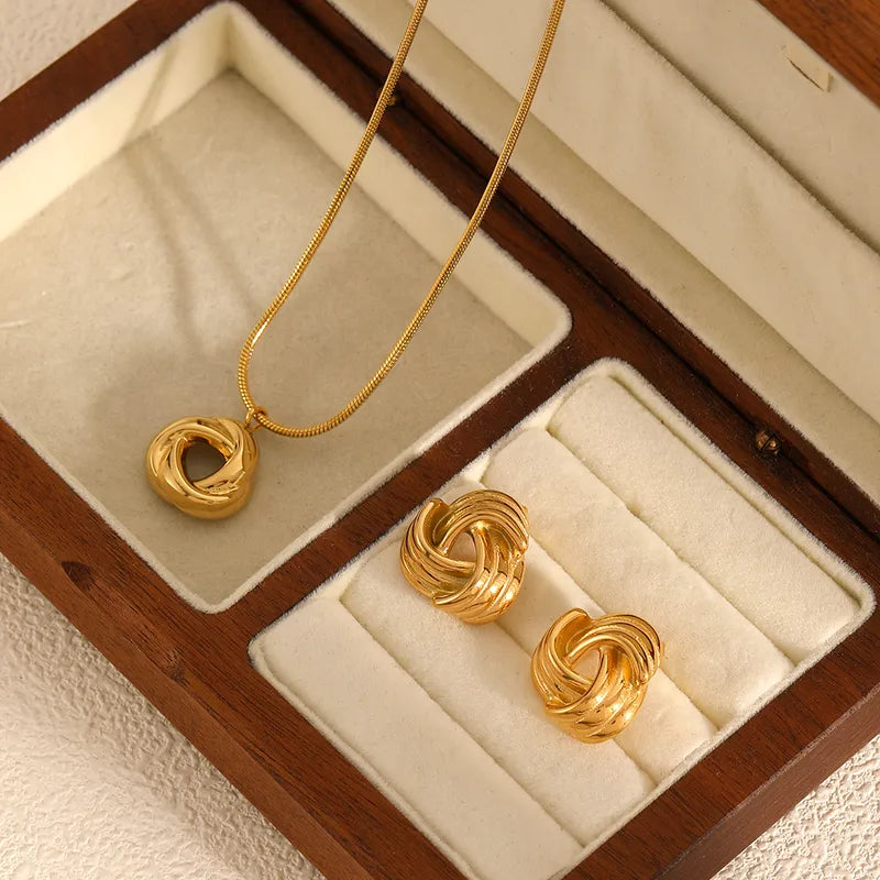 Gold Knot Stud Earrings