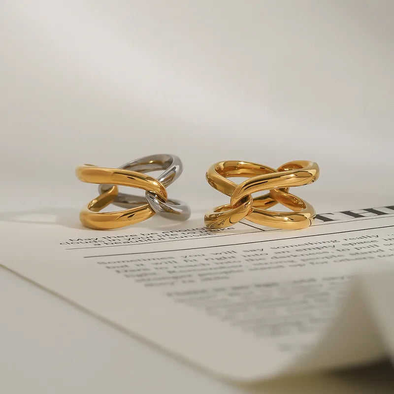 Gold Silver Interlaced Ring