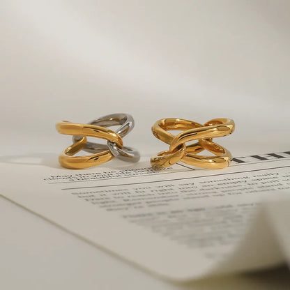 Gold Silver Interlaced Ring