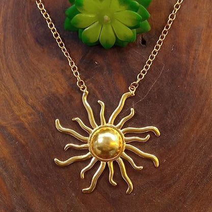 Gold Sun Pendant Necklace