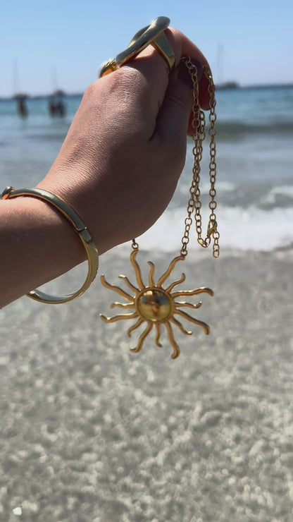 Gold Sun Pendant Necklace